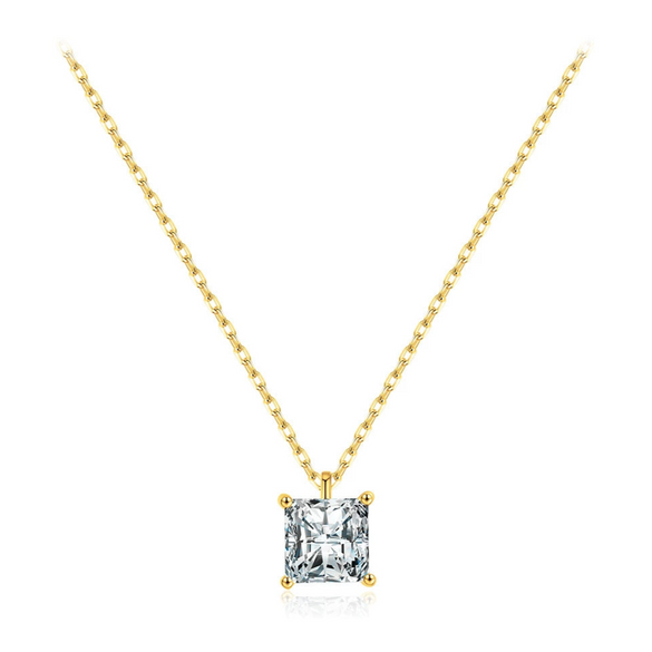 Wholesale Necklace 925 Sterling Silver Square Zircon Light Luxury Geometric Style For Women