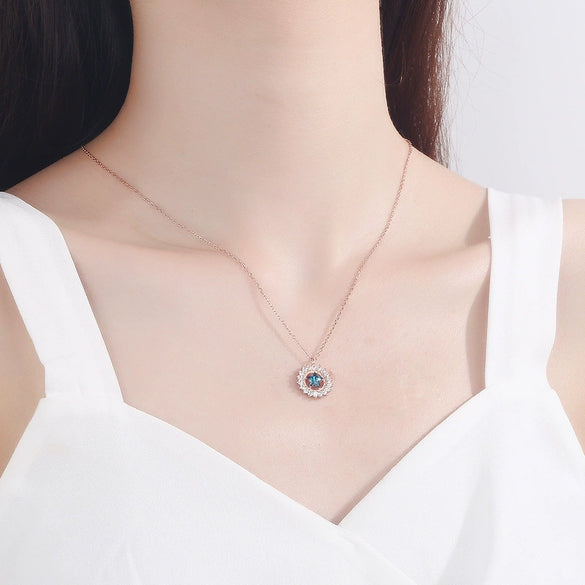 Wholesale Necklace 925 Sterling Silver Star Pendant Mixed Gem Inlay Accessories