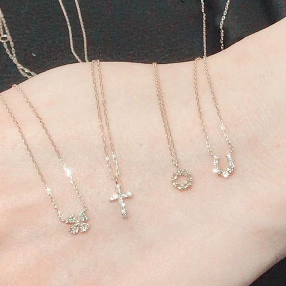 Wholesale Necklace 925 Sterling Silver U Shaped Horseshoe Pendant 14K Gold Plated O Chain For Women With Diamond Design And Letter Number Text Styling
