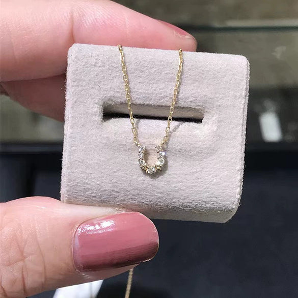 Wholesale Necklace 925 Sterling Silver U Shaped Horseshoe Pendant 14K Gold Plated O Chain For Women With Diamond Design And Letter Number Text Styling