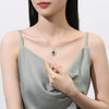 Wholesale Necklace 925 Sterling Silver Vintage Light Luxury Geometric Inlaid Sugar Emerald With Zircon Pendant