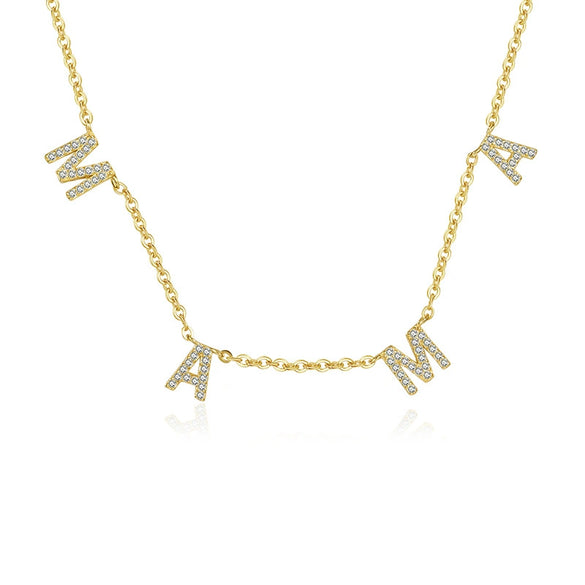 Wholesale Necklace 925 Sterling Silver Zircon Clavicle Chain With Letter Pattern