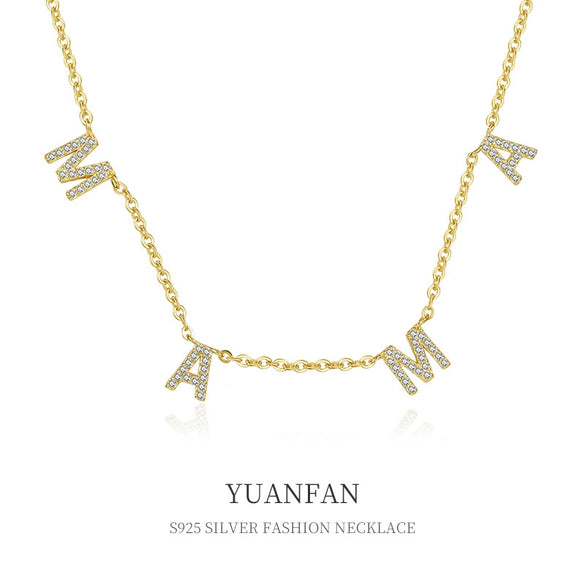 Wholesale Necklace 925 Sterling Silver Zircon Clavicle Chain With Letter Pattern