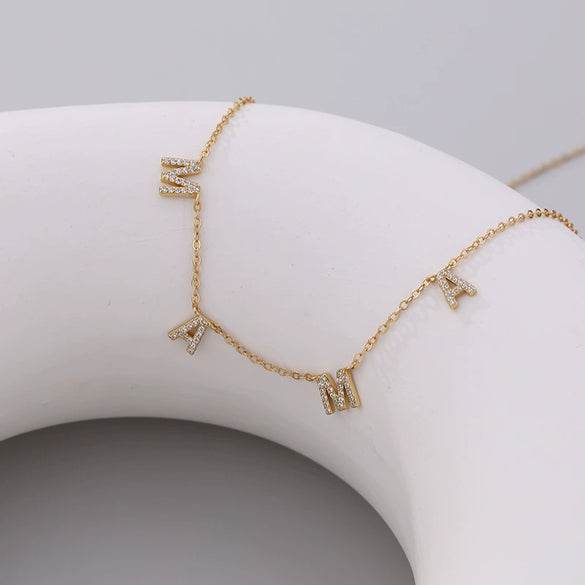 Wholesale Necklace 925 Sterling Silver Zircon Clavicle Chain With Letter Pattern