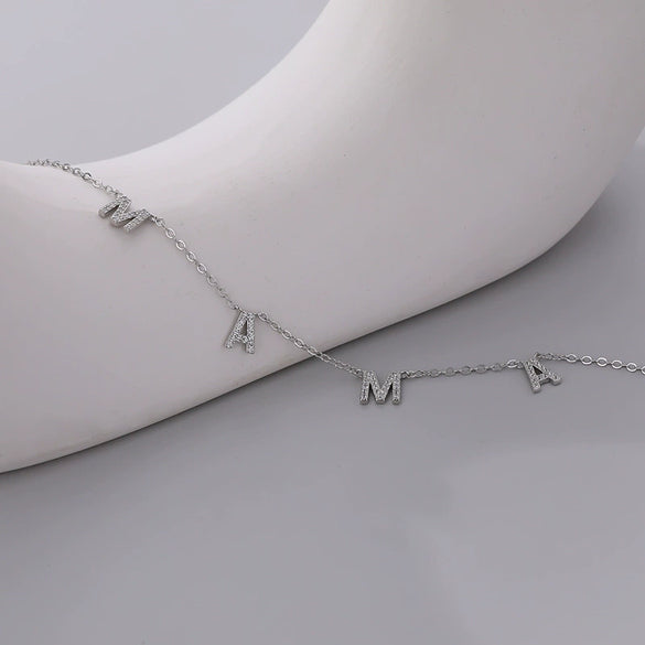 Wholesale Necklace 925 Sterling Silver Zircon Clavicle Chain With Letter Pattern