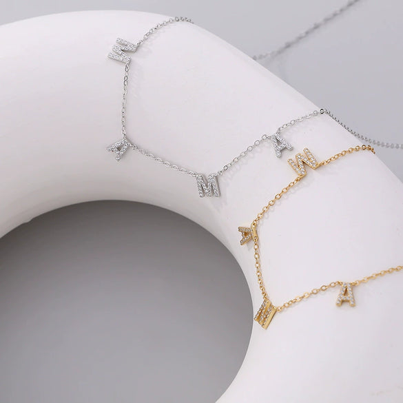 Wholesale Necklace 925 Sterling Silver Zircon Clavicle Chain With Letter Pattern