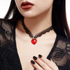 Wholesale Necklace Sweet Cool Style Lace And Glass Heart Shaped Pendant Electroplated Clavicle Chain For Women