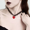 Wholesale Necklace Sweet Cool Style Lace And Glass Heart Shaped Pendant Electroplated Clavicle Chain For Women