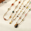 Wholesale Necklace Tiger's Eye Stone Green Stone Malachite Rope Stainless Steel Geometric Handmade Women's Retro Light Luxury