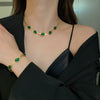 Wholesale Necklace Titanium Steel Blade Chain Mixed Gem Inlay Geometric Electroplating For Women