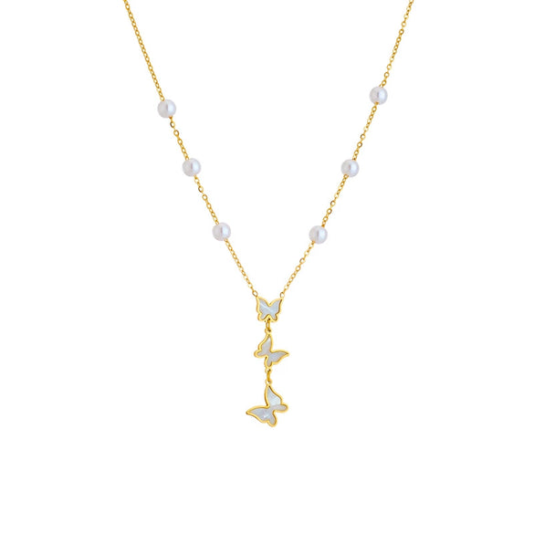 Wholesale Necklace Titanium Steel Butterfly Pendant Electroplating Design