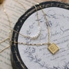 Wholesale Necklace Titanium Steel Colorunfading Plated Imitation Pearl Embossed Rose Geometric Water Wave Chain