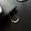 Wholesale Necklace Titanium Steel Colorunfading Plated Imitation Pearl Embossed Rose Geometric Water Wave Chain