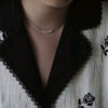 Wholesale Necklace Titanium Steel Colorunfading Plated Imitation Pearl Embossed Rose Geometric Water Wave Chain