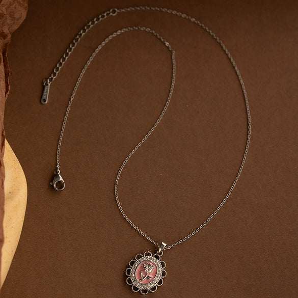Wholesale Necklace Titanium Steel Copper Flower Heart Shape Electroplated Light Luxury Style For Women