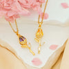 Wholesale Necklace Titanium Steel Copper Real Gold Plated Sweet Rose Pattern Chain For Women