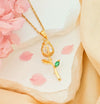 Wholesale Necklace Titanium Steel Copper Real Gold Plated Sweet Rose Pattern Chain For Women