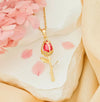 Wholesale Necklace Titanium Steel Copper Real Gold Plated Sweet Rose Pattern Chain For Women