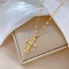 Wholesale Necklace Titanium Steel Cross Geometric Style Copper Pendant
