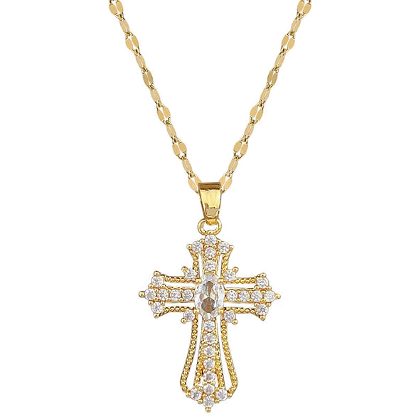 Wholesale Necklace Titanium Steel Cross Geometric Style Copper Pendant