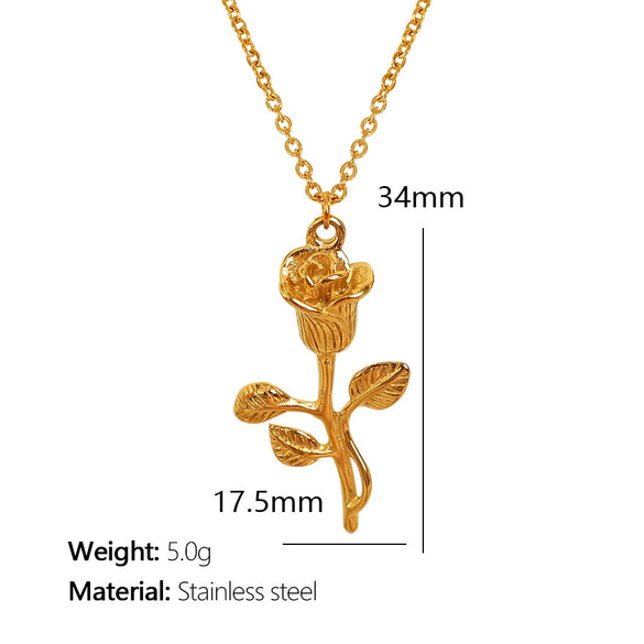Wholesale Necklace 316L Stainless Steel Flower Retro Electroplating Women's Light Luxury Niche Design Jewelry