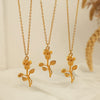 Wholesale Necklace 316L Stainless Steel Flower Retro Electroplating Women's Light Luxury Niche Design Jewelry
