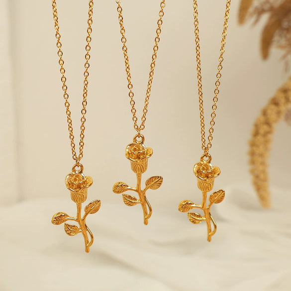 Wholesale Necklace 316L Stainless Steel Flower Retro Electroplating Women's Light Luxury Niche Design Jewelry