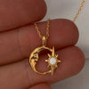 Wholesale Necklace Titanium Steel Geometric Crescent Moon Pendant Ochain Electroplated