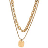 Wholesale Necklace Titanium Steel Geometric Doublelayer Chain Square Lettering Tag Retro Hiphop Heavy Metal Electroplated