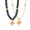 Wholesale Necklace Titanium Steel Geometric Electroplating Imitation Pearl Beaded Cross For Women