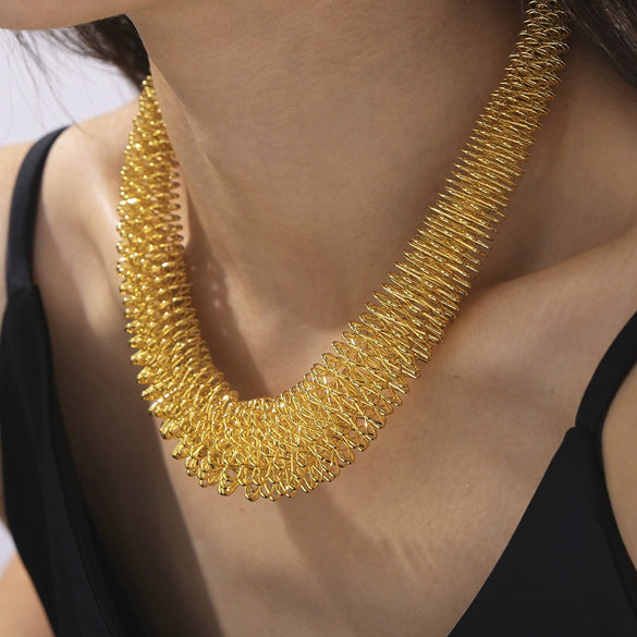 Wholesale Necklace 316L Stainless Steel Geometric Gold Plated Hiphop Style