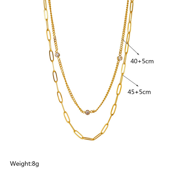 Wholesale Necklace Titanium Steel Geometric Hiphop Punk Doublelayer Electroplated