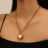 Wholesale Necklace Titanium Steel Geometric Hollow Heart Style Box Chain Ot Buckle Non Fading For Women