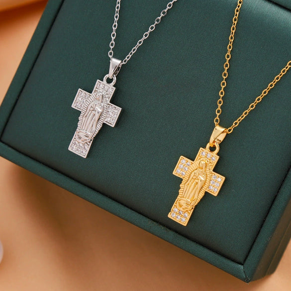 Wholesale Necklace Titanium Steel Geometric Mixed Gemstone Inlaid Electroplating O Chain For Women