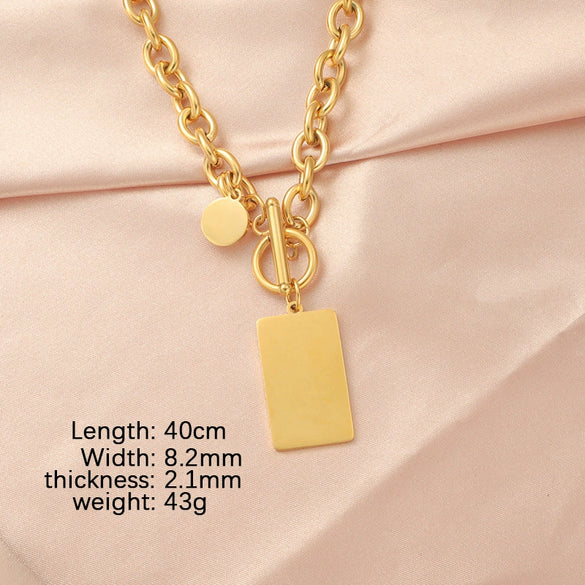 Wholesale Necklace Titanium Steel Geometric O Word Chain Electroplating Hiphop Style