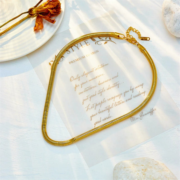 Wholesale Necklace Titanium Steel Geometric Pattern Electroplating Round Chain For Women