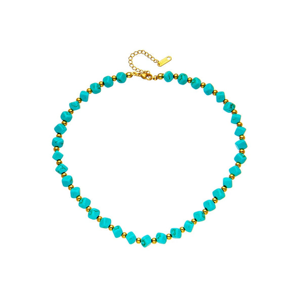 Wholesale Necklace Titanium Steel Geometric Pattern Woven Beaded Retro Electroplated