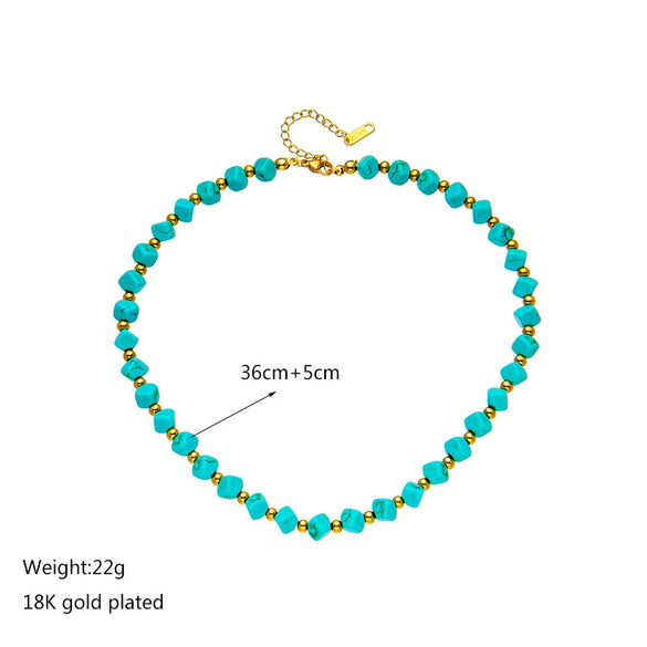 Wholesale Necklace Titanium Steel Geometric Pattern Woven Beaded Retro Electroplated