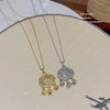 Wholesale Necklace Titanium Steel Geometric Pendant Electroplating Mixed Gemstone Setting For Women