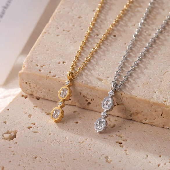 Wholesale Necklace Titanium Steel Geometric Pendant Electroplating O Word Chain For Women
