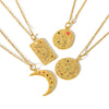 Wholesale Necklace Titanium Steel Geometric Sun And Moon Diamondembedded Star Electroplating Pendant