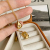 Wholesale Necklace Titanium Steel Geometric Three Dimensional Water Drop Style Gold Plated