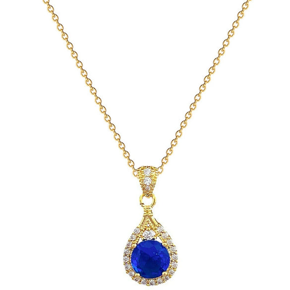 Wholesale Necklace Titanium Steel Geometric Water Drops Full Diamond Style For Female And Male