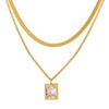 Wholesale Necklace 316L Stainless Steel Gold Plated Geometric Mixed Gemstone Inlay Pendant French Retro Style