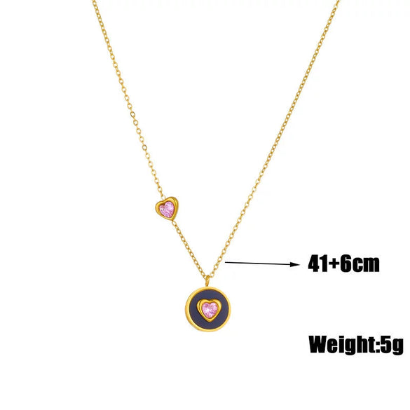 Wholesale Necklace Titanium Steel Gold Plated Heart Shape Pendant Chain For Women