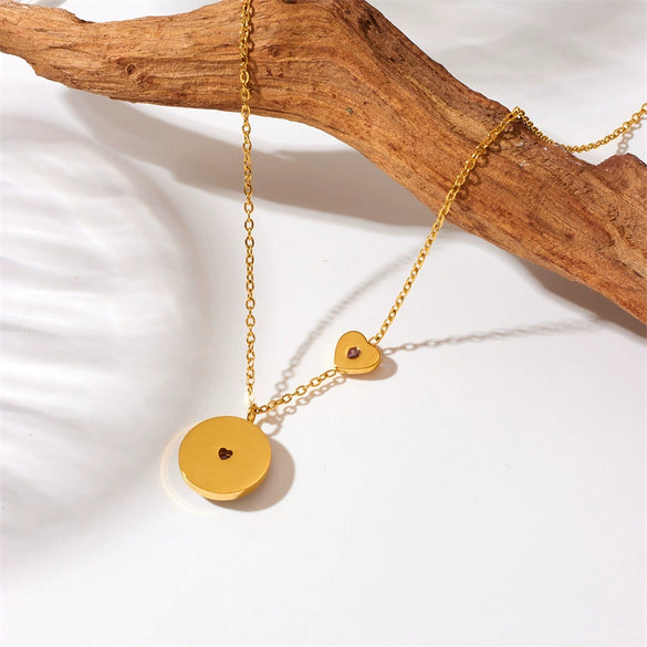 Wholesale Necklace Titanium Steel Gold Plated Heart Shape Pendant Chain For Women