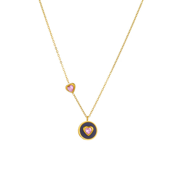 Wholesale Necklace Titanium Steel Gold Plated Heart Shape Pendant Chain For Women
