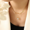 Wholesale Necklace Titanium Steel Goldplated With Mixed Gem Inlay Pendant Geometric Style