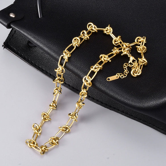 Wholesale Necklace Titanium Steel Heart Gold Inlaid Hiphop Ins Style Water Wave Chain For Women