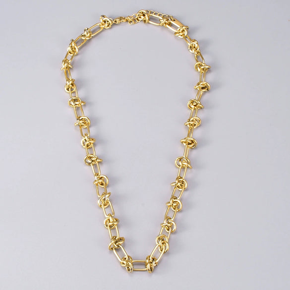 Wholesale Necklace Titanium Steel Heart Gold Inlaid Hiphop Ins Style Water Wave Chain For Women